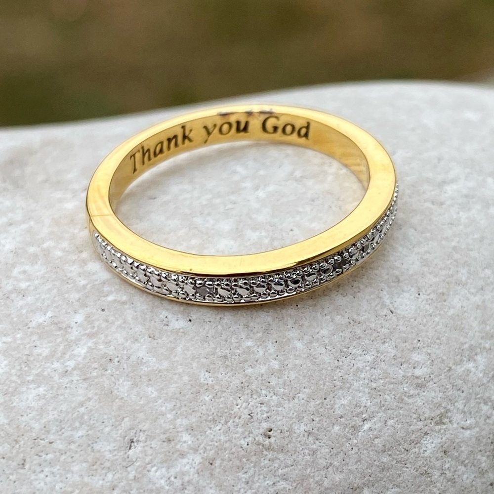 Danbury Mint stackable Diamond ring set Cross trio 14kt gold plated sz 7 - Picture 12 of 16